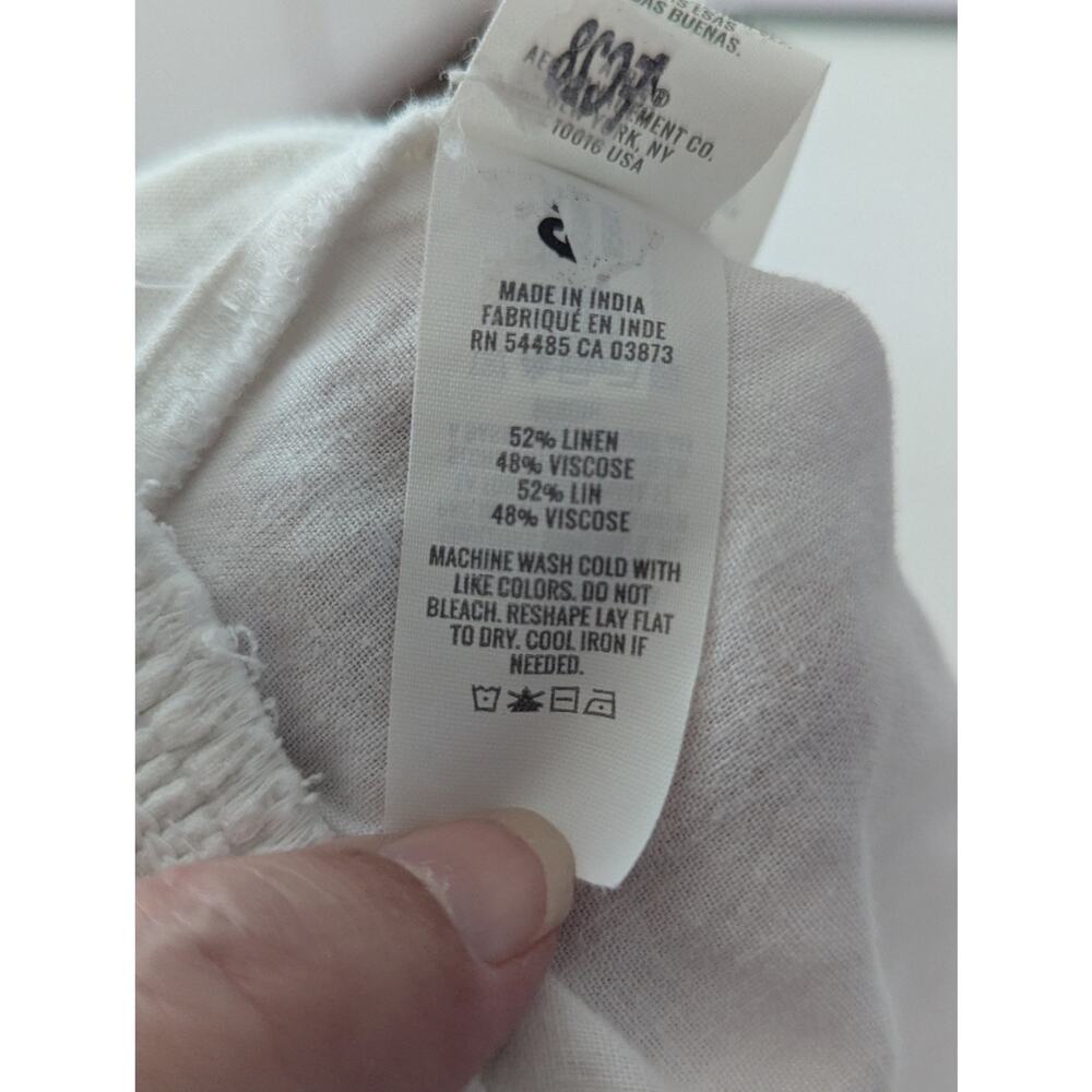 Aerie Linen Blend Wide Leg Pants L White Smocked Waist Beach Resort - Picture 7 of 9